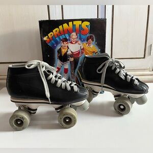 Vintage Black Sprints Roller Derby Roller Skates Kids Boys Size 4 Model 1366